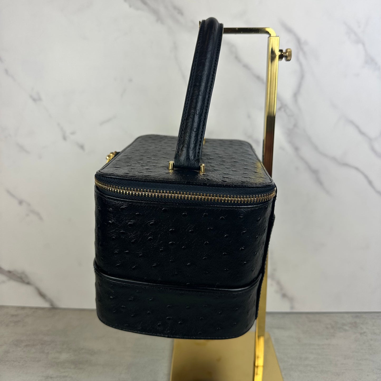 Vintage Versace Ostrich Leather Vanity Bag