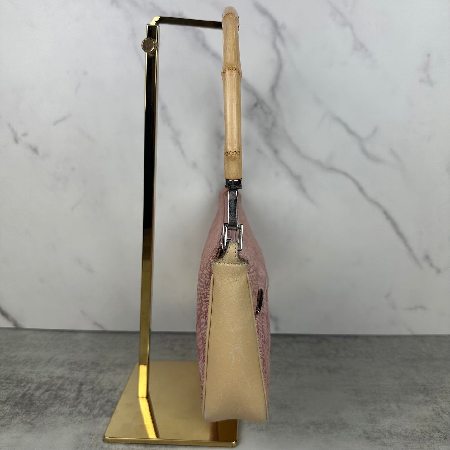 Gucci Pink Bamboo Handle Pochette
