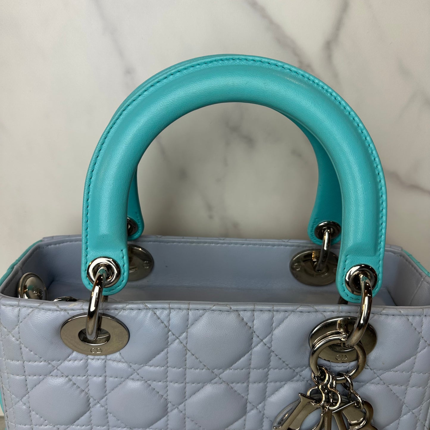 Christian Dior Lambskin Cannage Medium Bi-Color Lady Dior