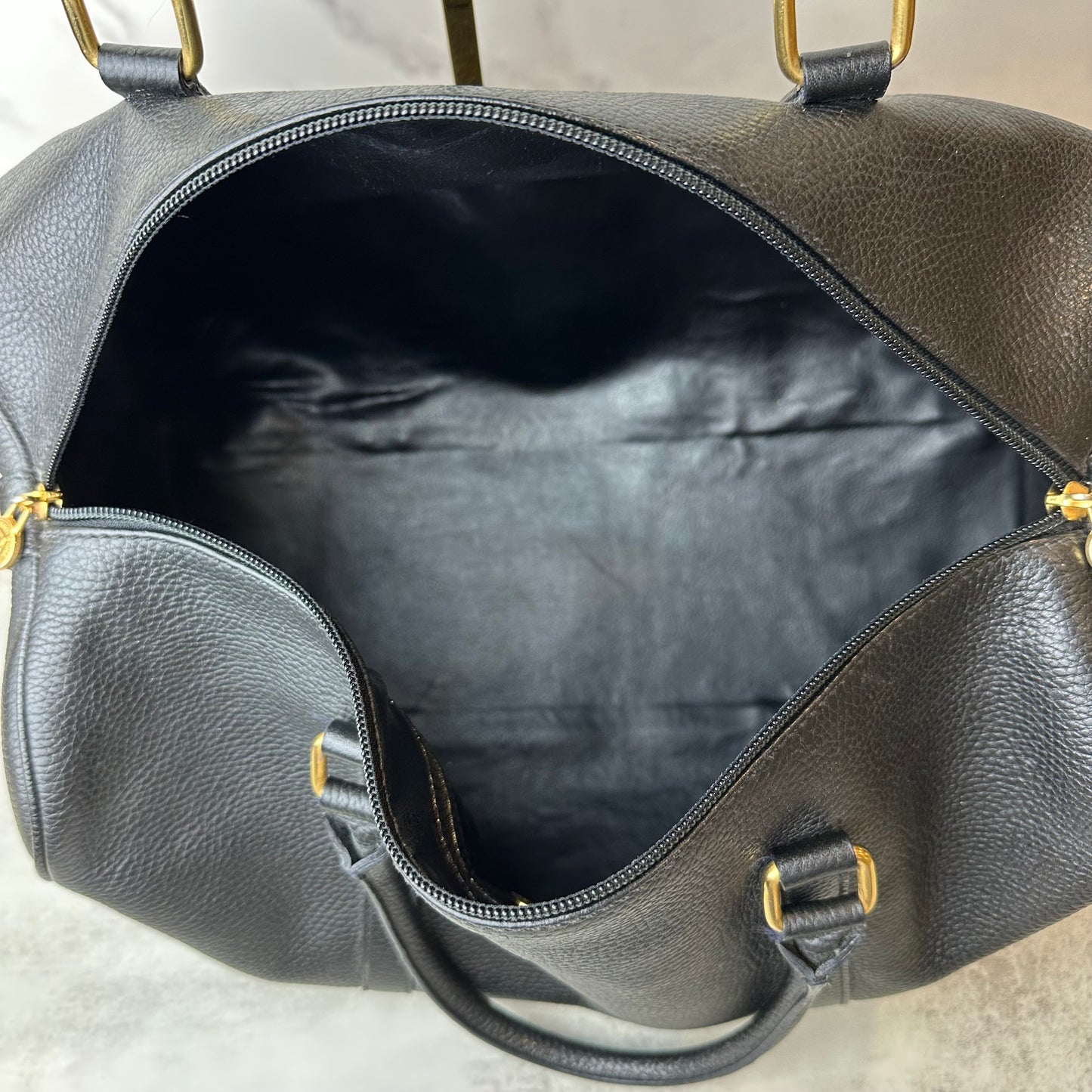 Fendi Black Pebbled Leather Boston Bag