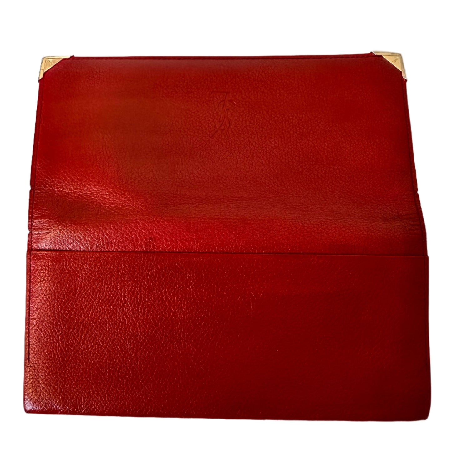 Yves Saint Laurent Red Leather Long Slim Bifold Wallet