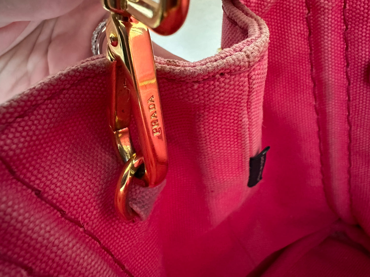 Pink Prada Canapa Tote With Strap