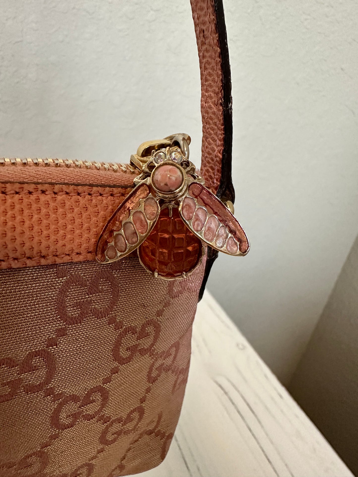 RARE Vintage Gucci Monogram Pochette with Bee Charm