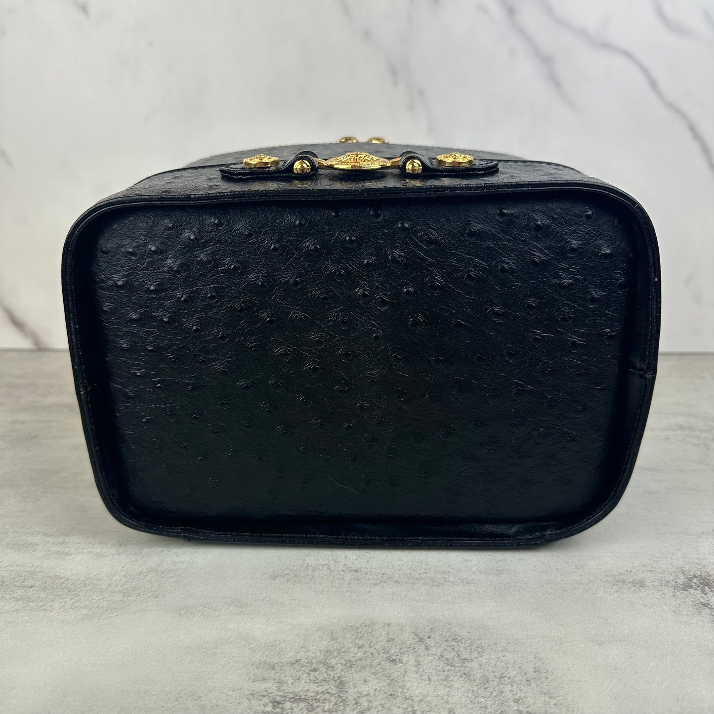 Vintage Versace Ostrich Leather Vanity Bag