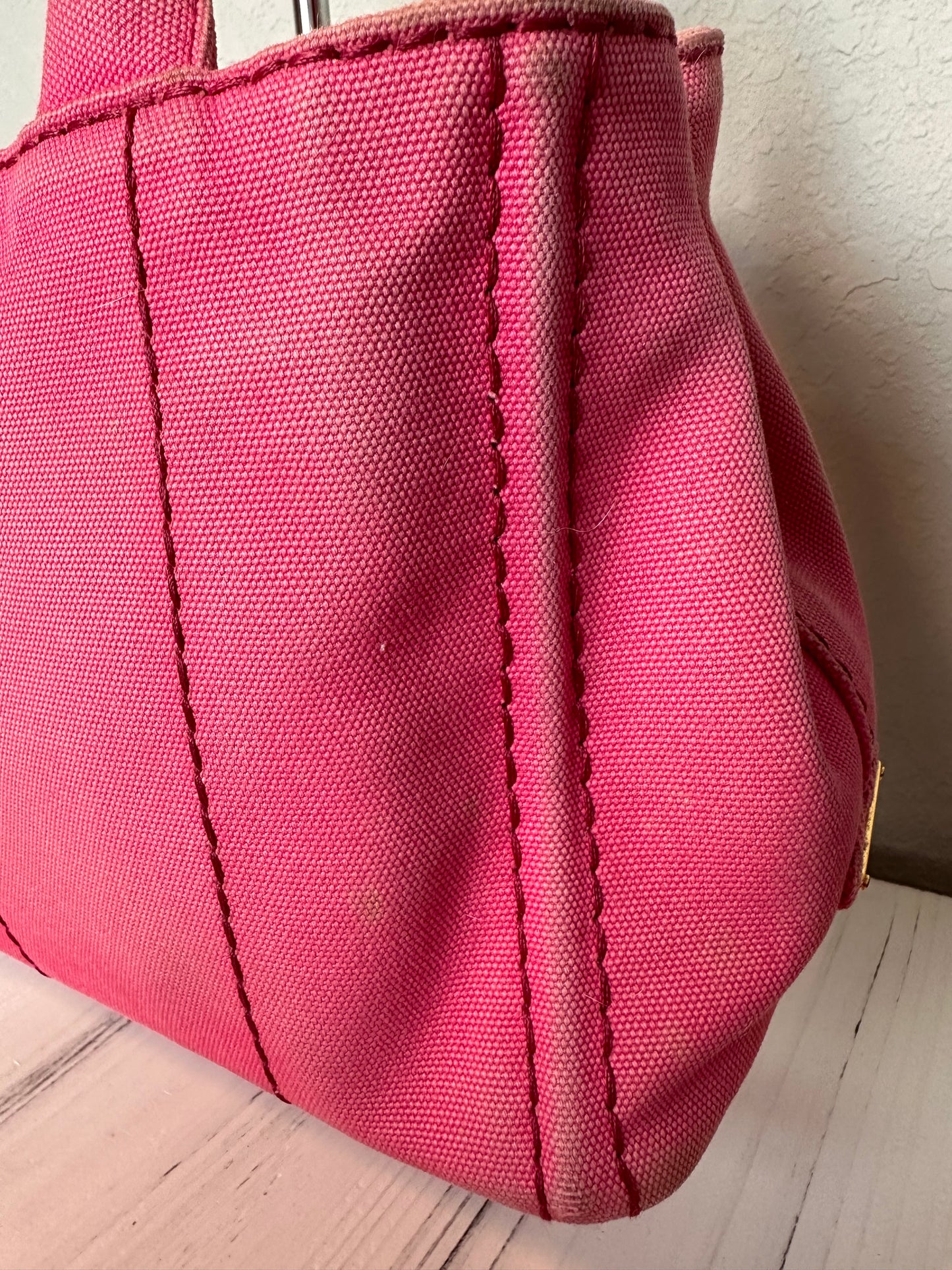 Pink Prada Canapa Tote With Strap