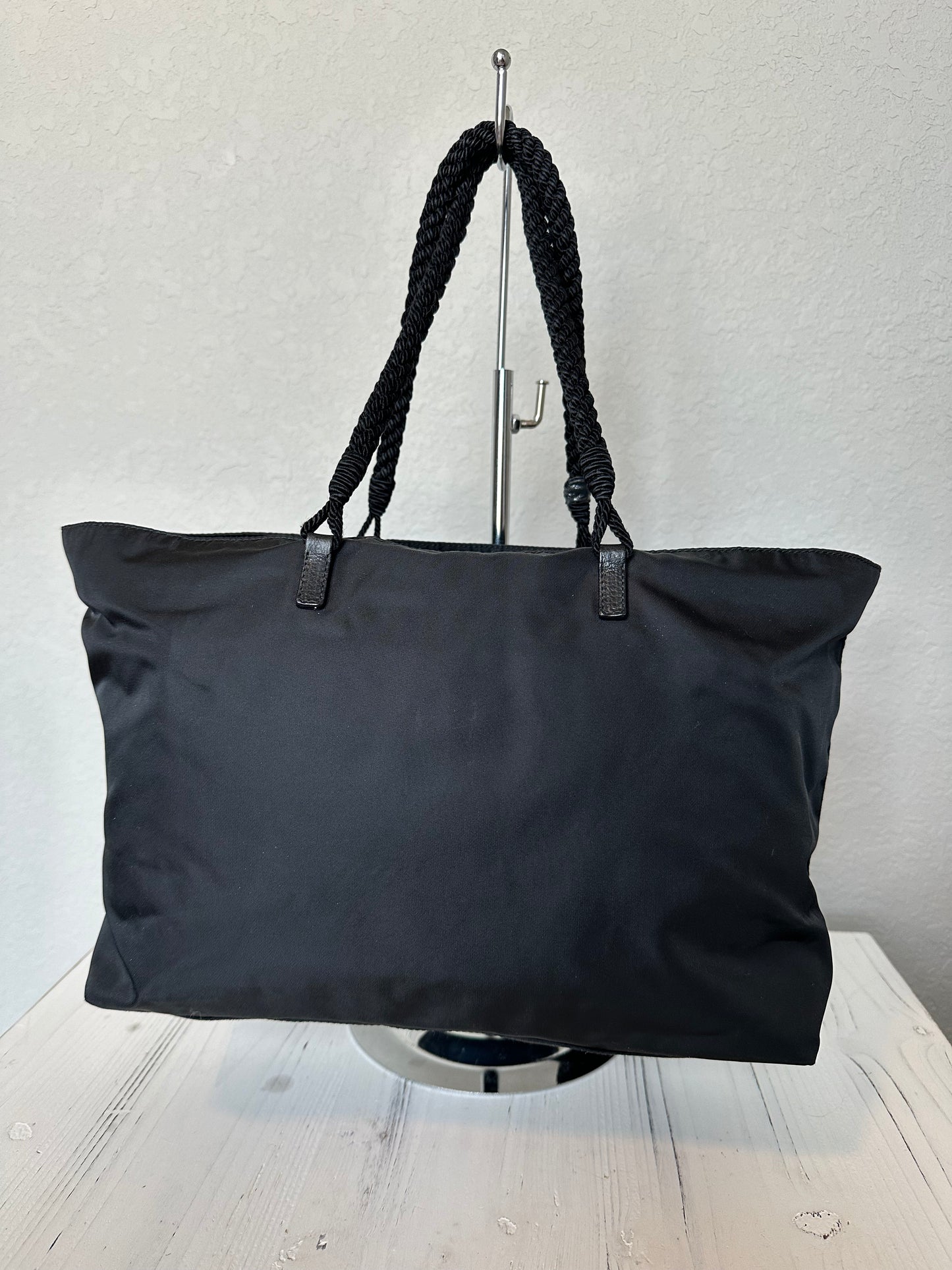 Prada Black Nylon Voodoo Doll Charm Tote