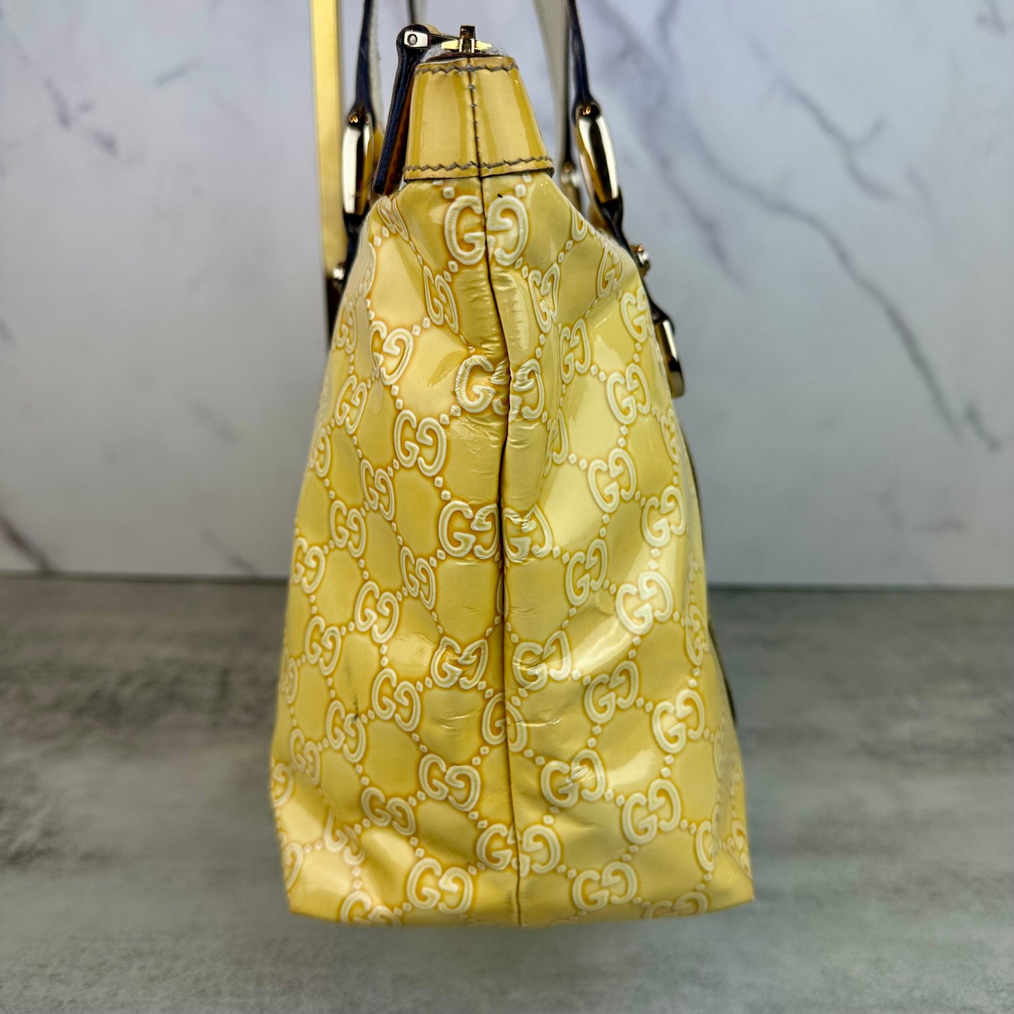 Vintage Gucci Yellow GG Abbey Tote