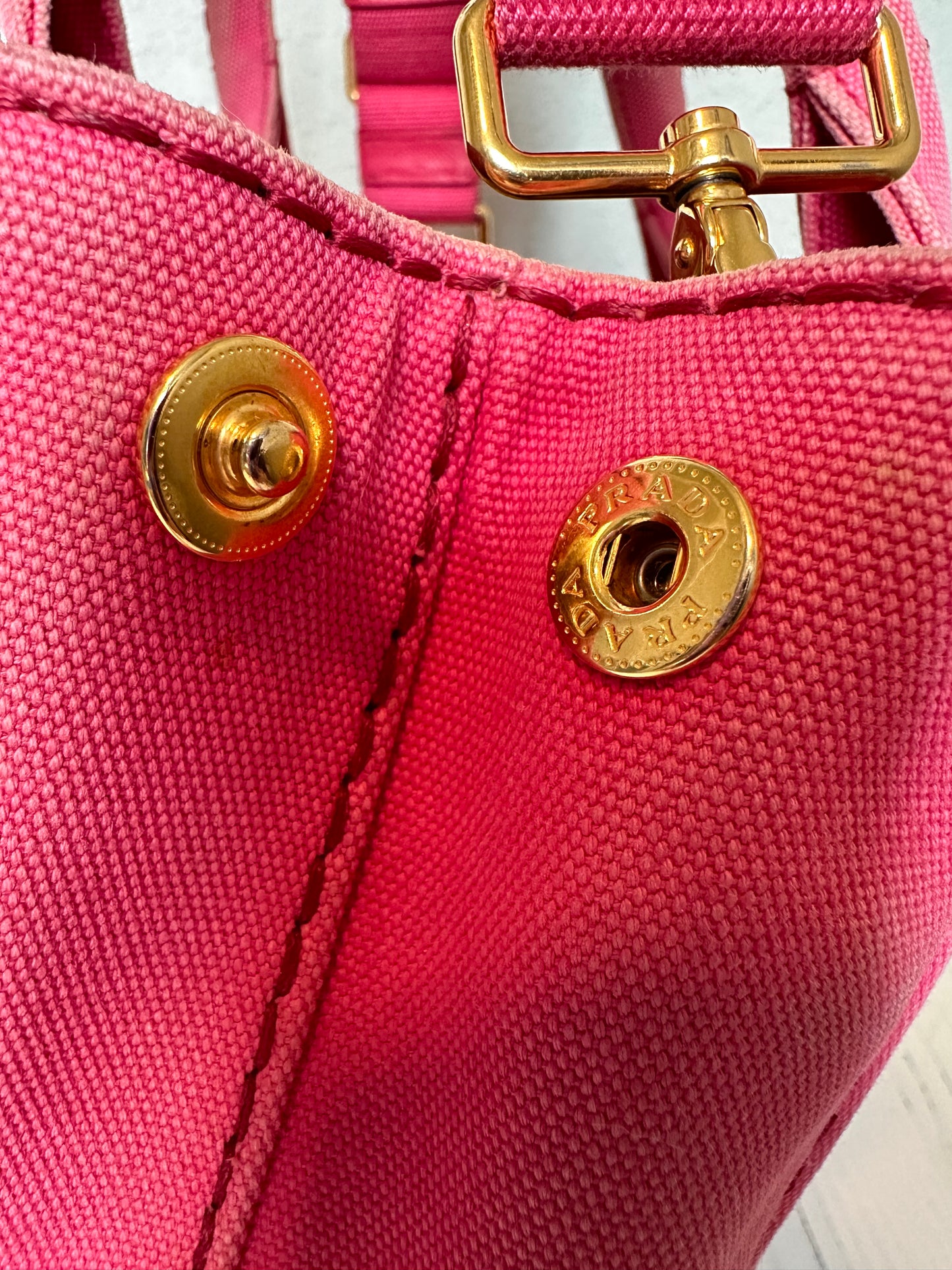 Pink Prada Canapa Tote With Strap