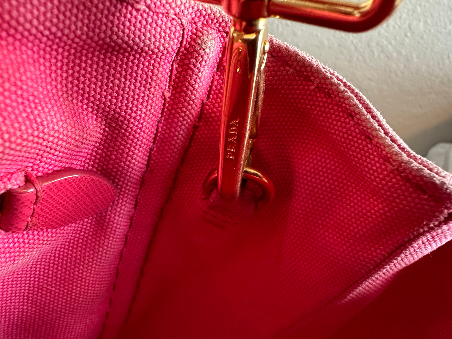 Pink Prada Canapa Tote With Strap