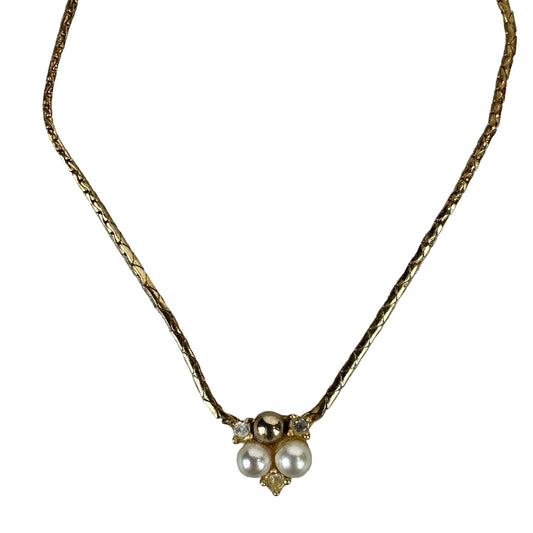 Vintage Christian Dior Pearl & Rhinestone Necklace
