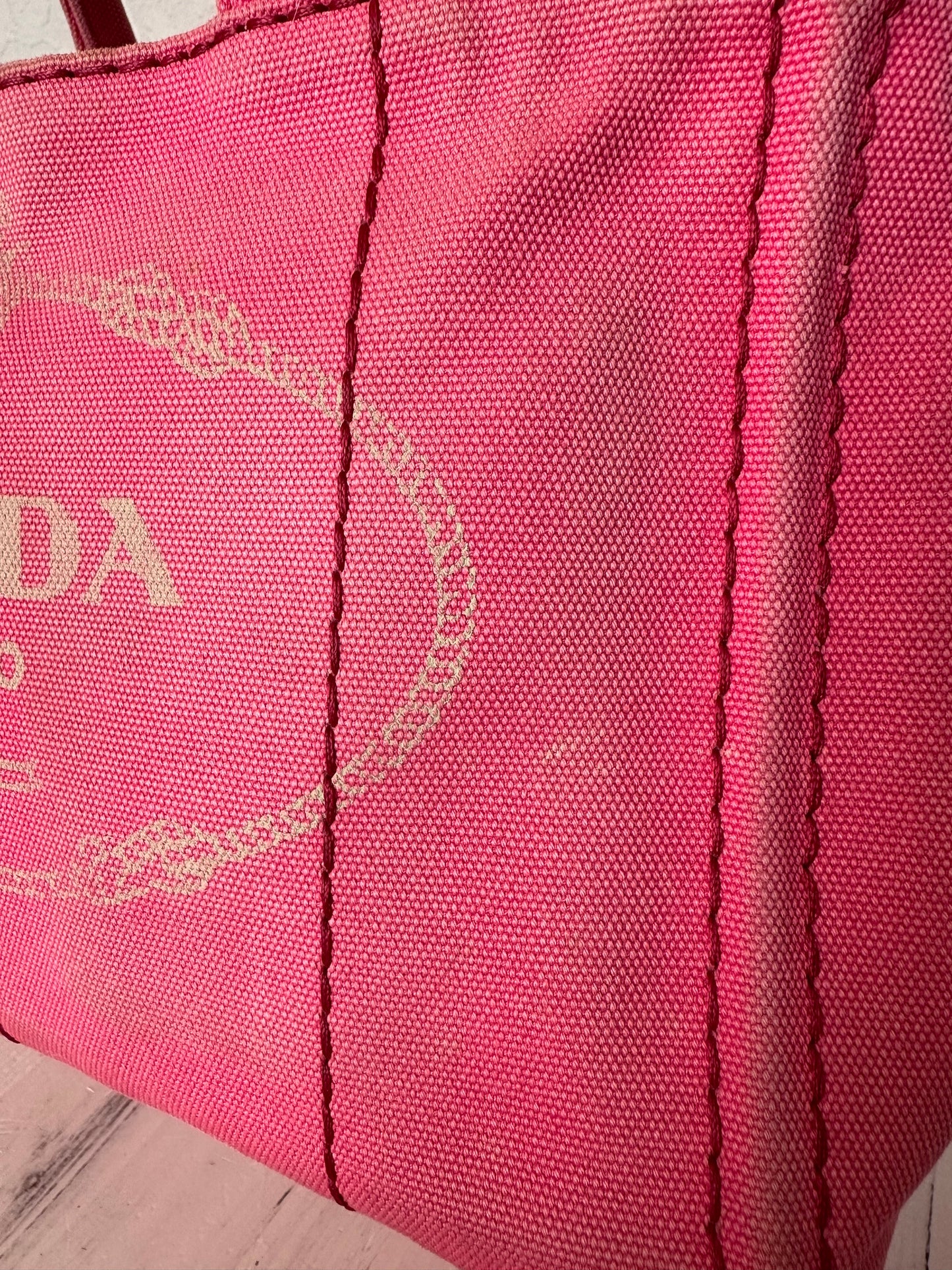 Pink Prada Canapa Tote With Strap