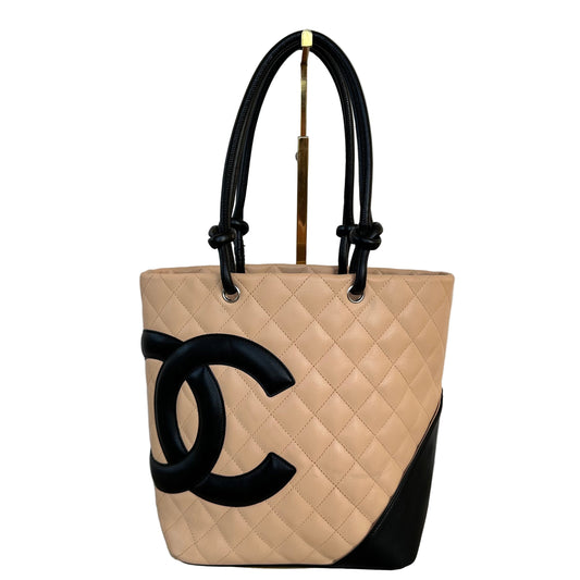 Chanel Calfskin Quilted Medium Cambon Tote Beige