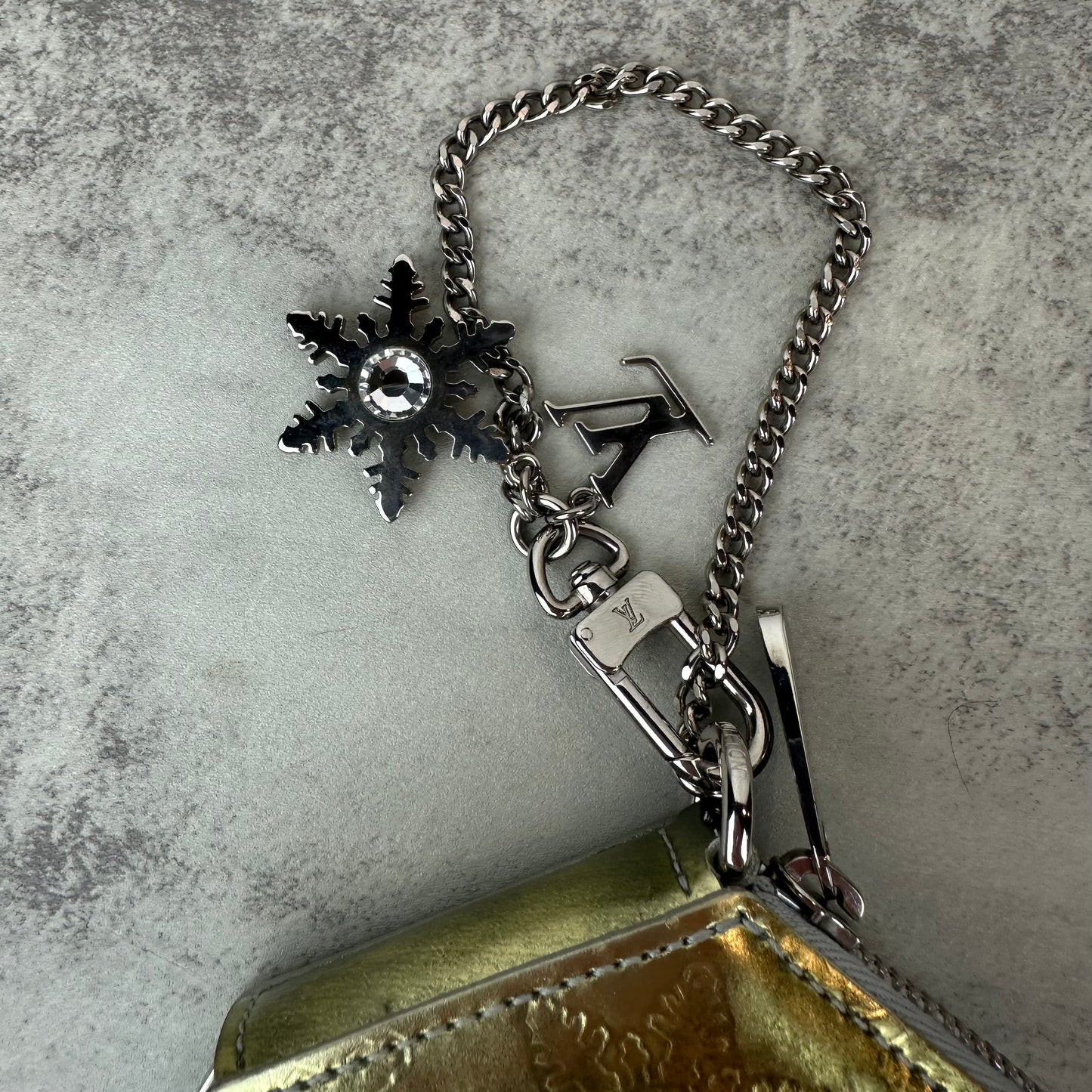 Louis Vuitton Gold Vernis Snowflake Coin Pouch