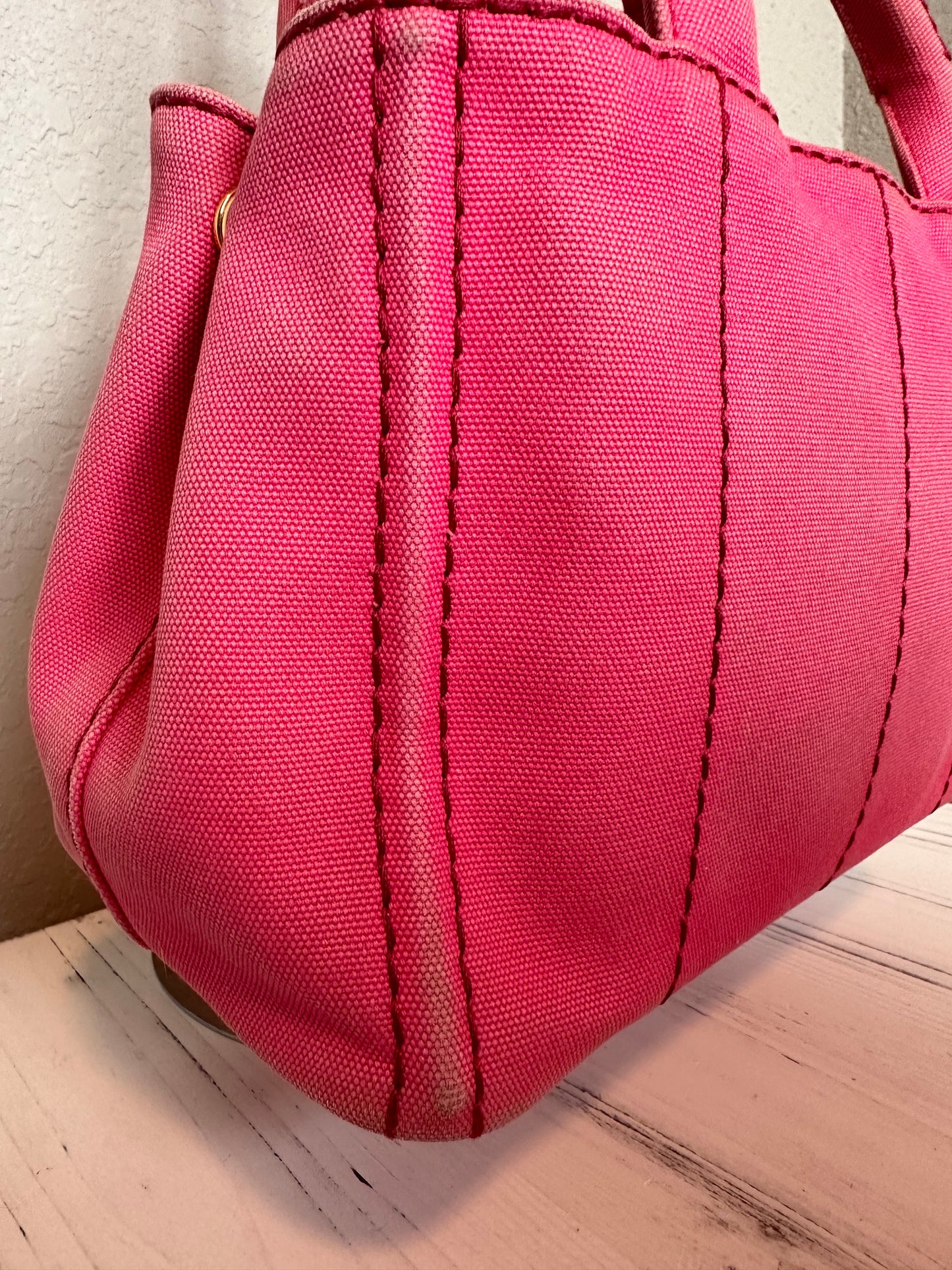 Pink Prada Canapa Tote With Strap