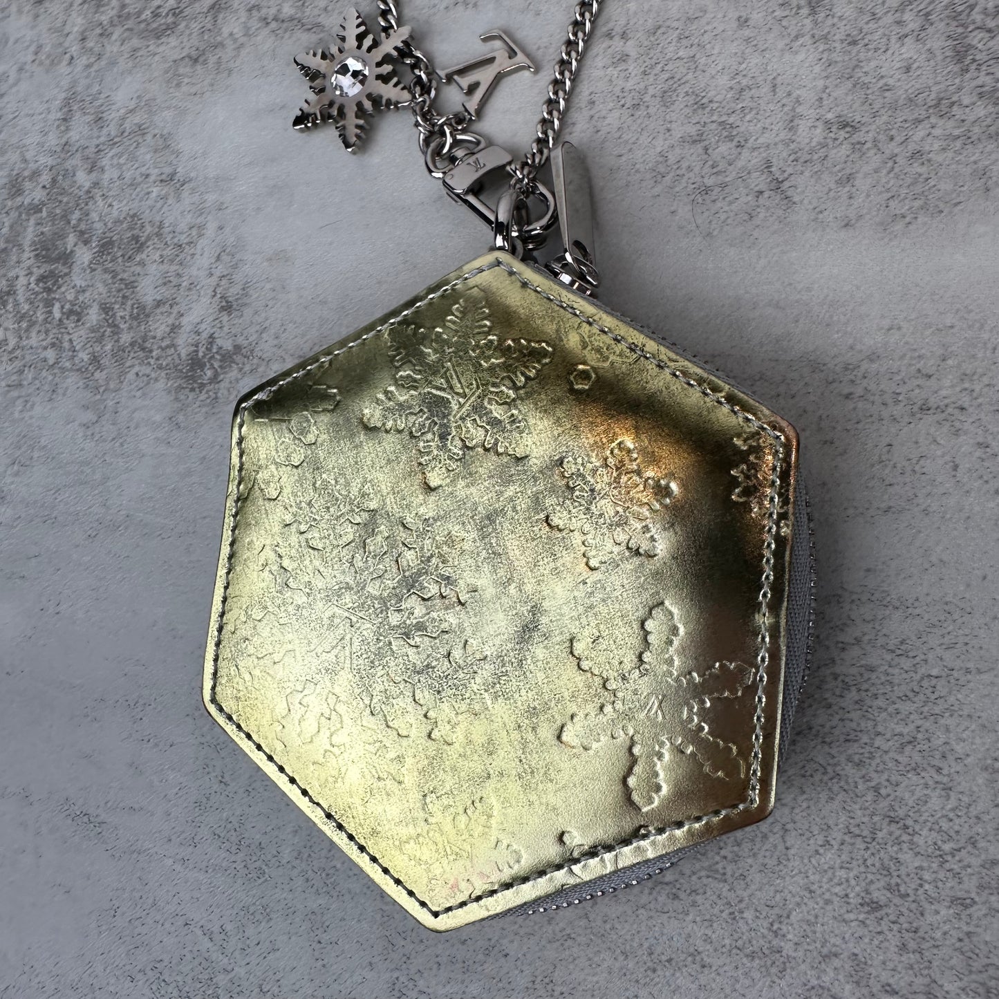 Louis Vuitton Gold Vernis Snowflake Coin Pouch