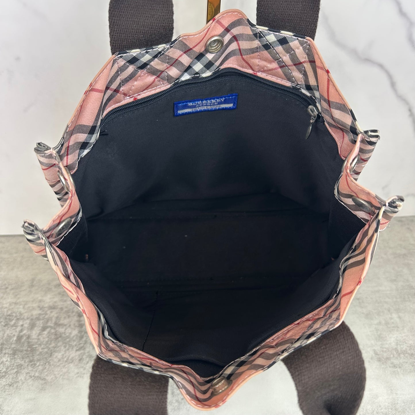 Burberry Nova Check Blue Label Nylon Tote