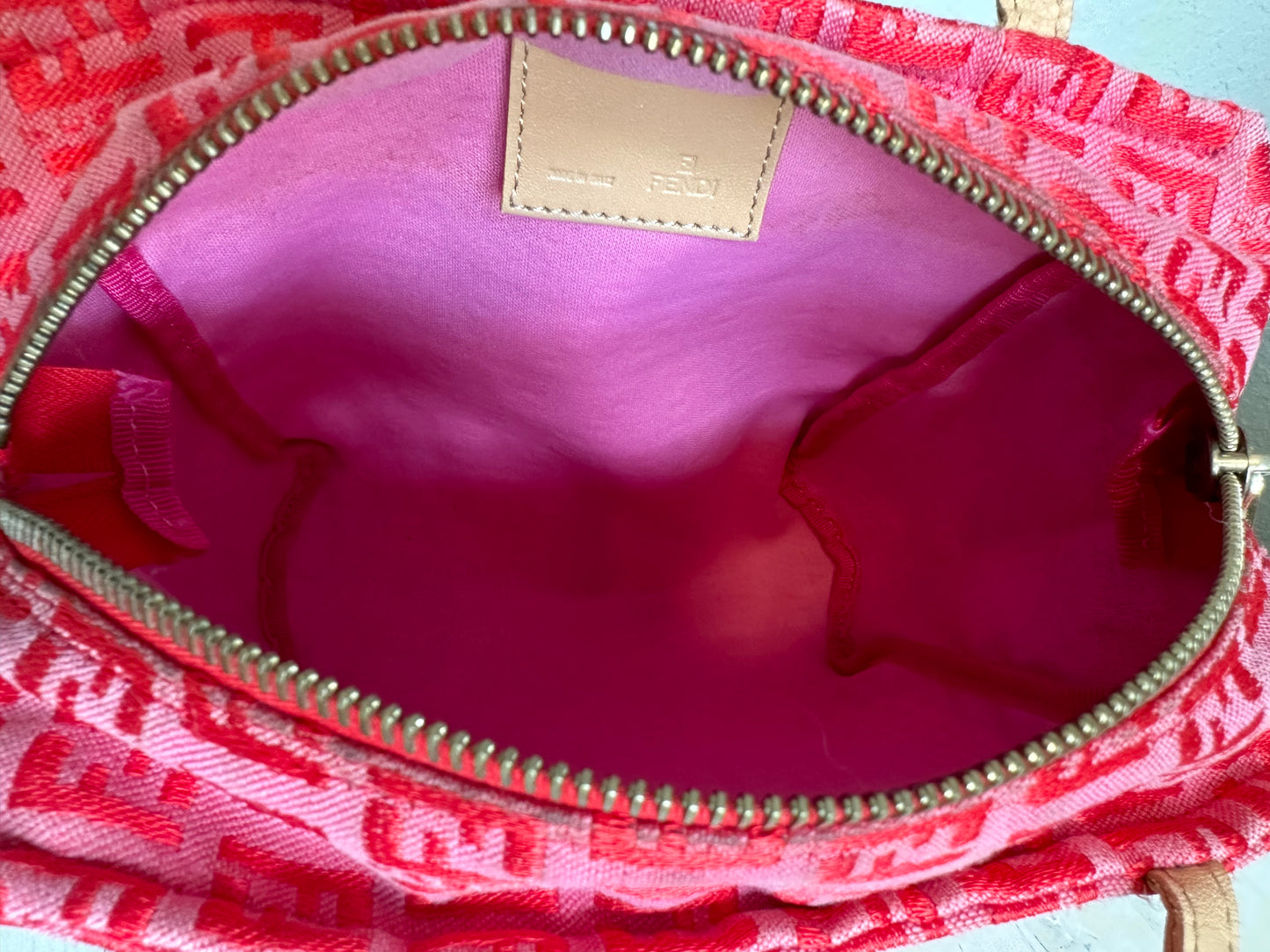 RARE Fendi Red/Pink Zucchino Canvas Pochette