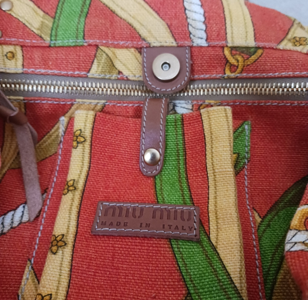 Miu Miu Printed Canvas Shoulder Bag