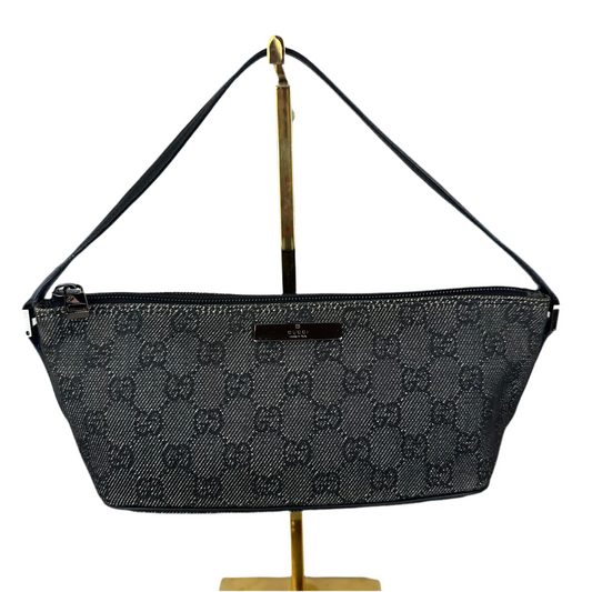 Gucci Monogram Black Denim Boat Pochette