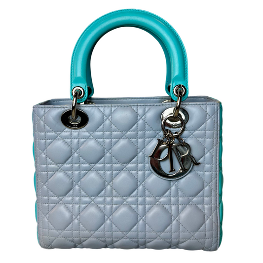 Christian Dior Lambskin Cannage Medium Bi-Color Lady Dior