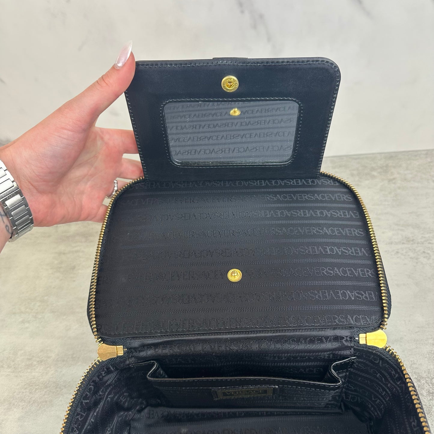 Vintage Versace Ostrich Leather Vanity Bag