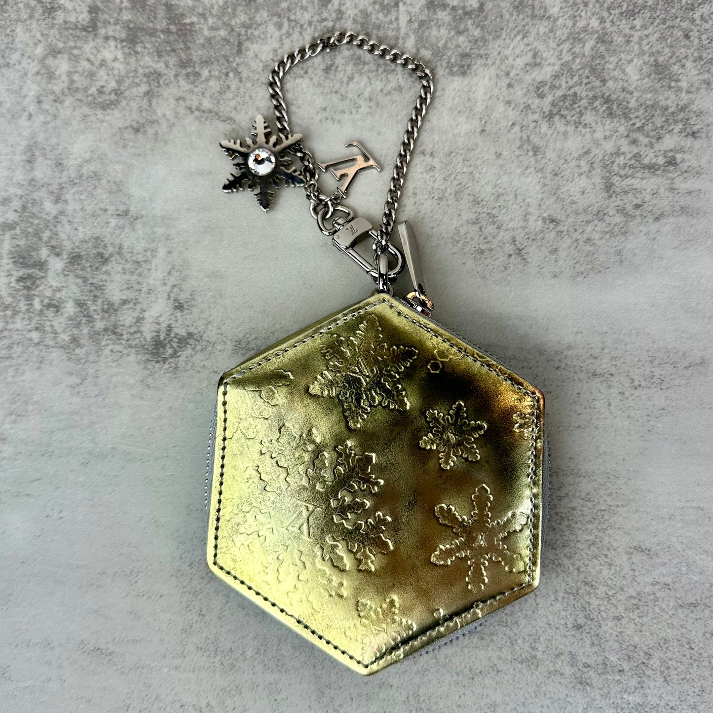 Louis Vuitton Gold Vernis Snowflake Coin Pouch
