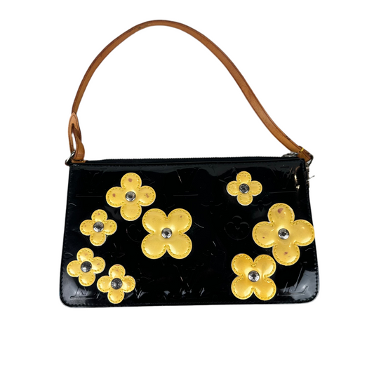 Louis Vuitton Black Monogram Vernis Flower Appliqué Lexington Pochette