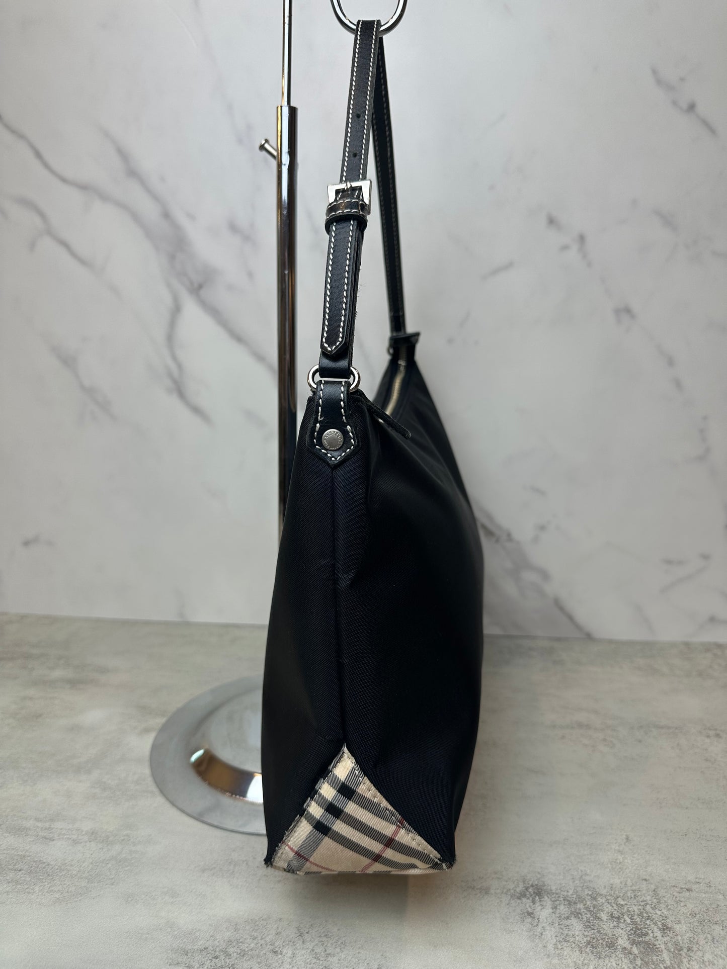 Burberry Nova Check Blue Label Nylon Shoulder Bag
