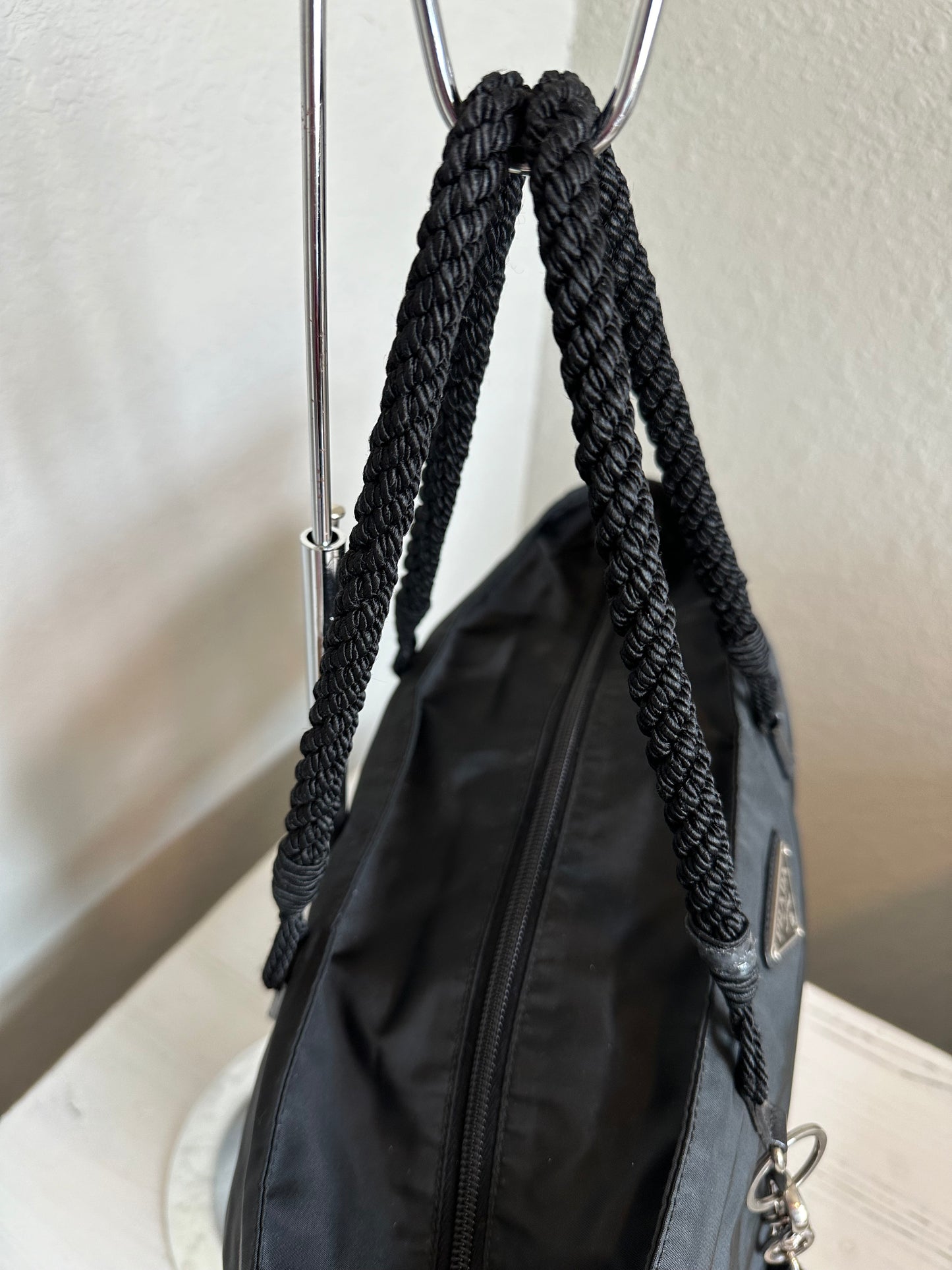 Prada Black Nylon Voodoo Doll Charm Tote