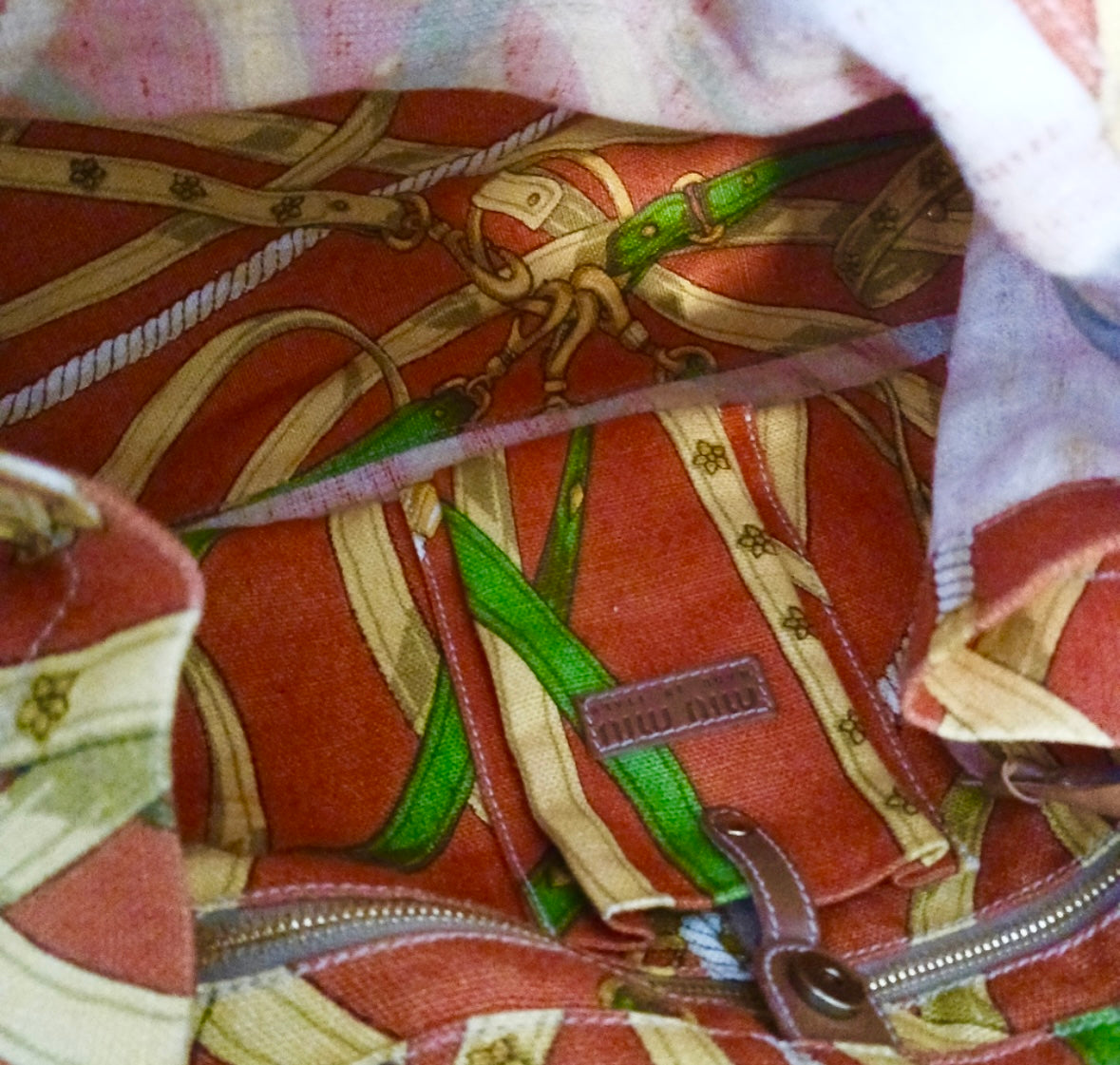 Miu Miu Printed Canvas Shoulder Bag