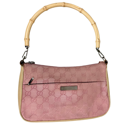 Gucci Pink Bamboo Handle Pochette