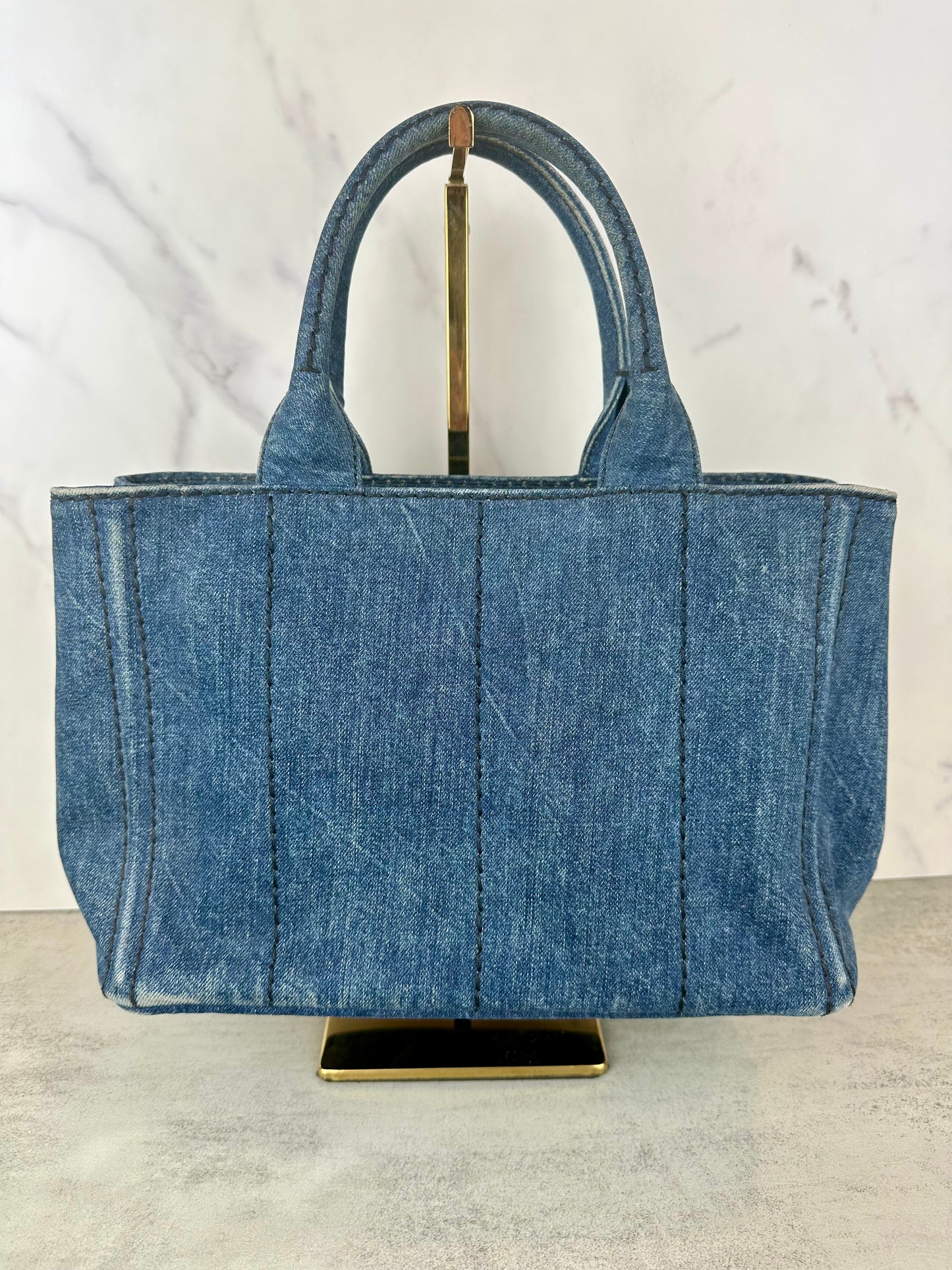 Prada Denim Small Canapa Tote