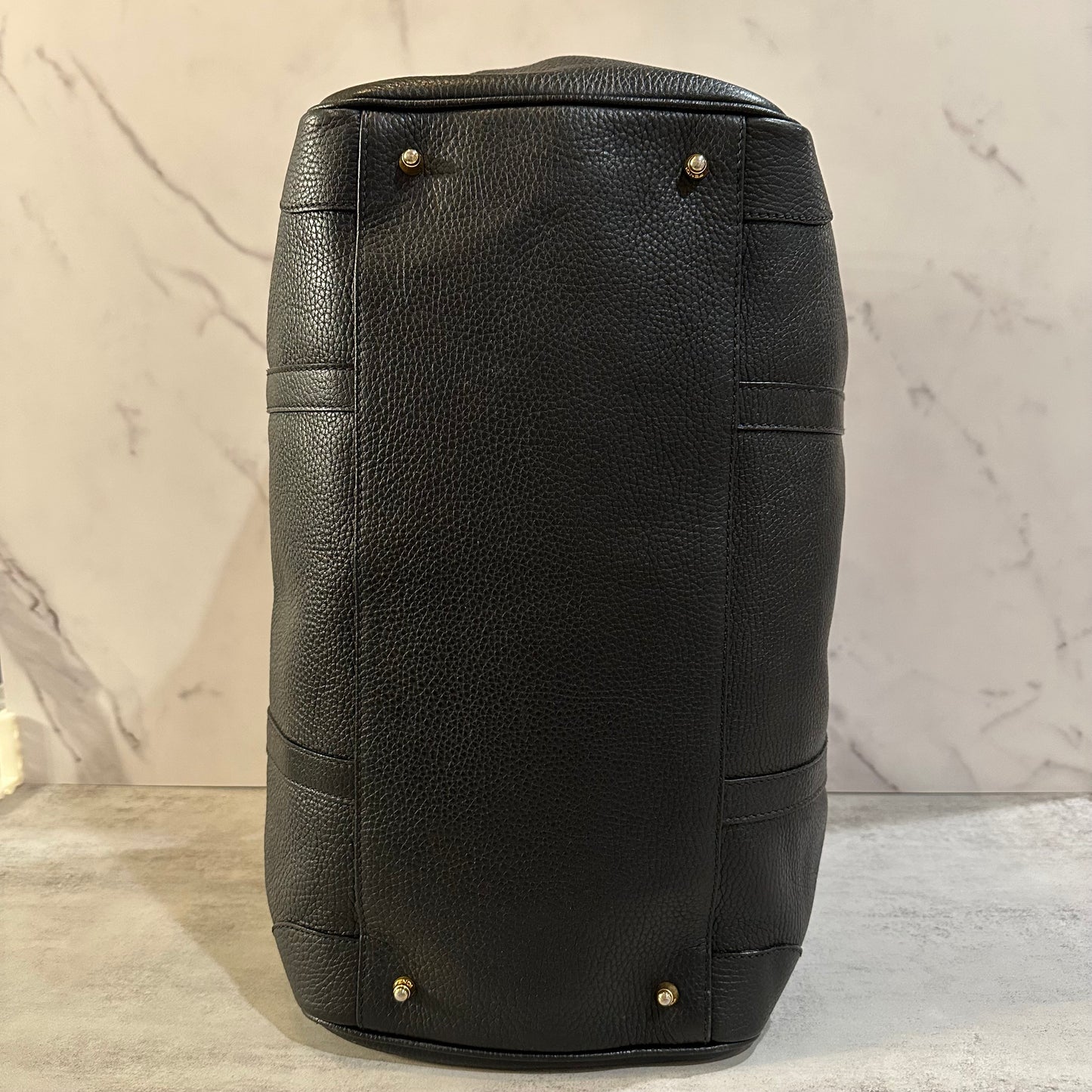 Fendi Black Pebbled Leather Boston Bag
