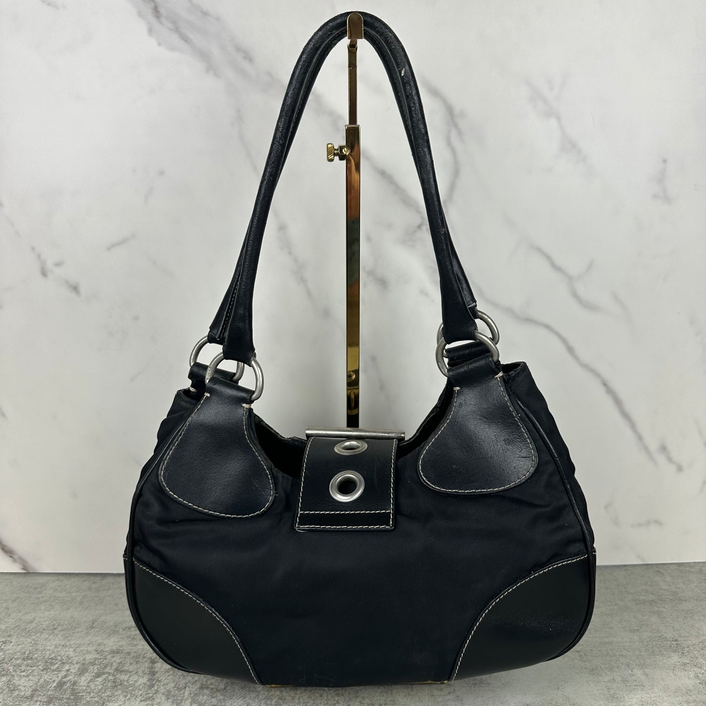 Prada Leather and Nylon Moon Bag