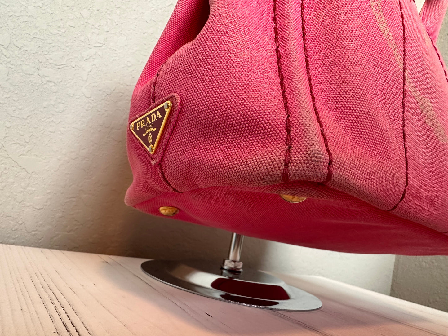 Pink Prada Canapa Tote With Strap