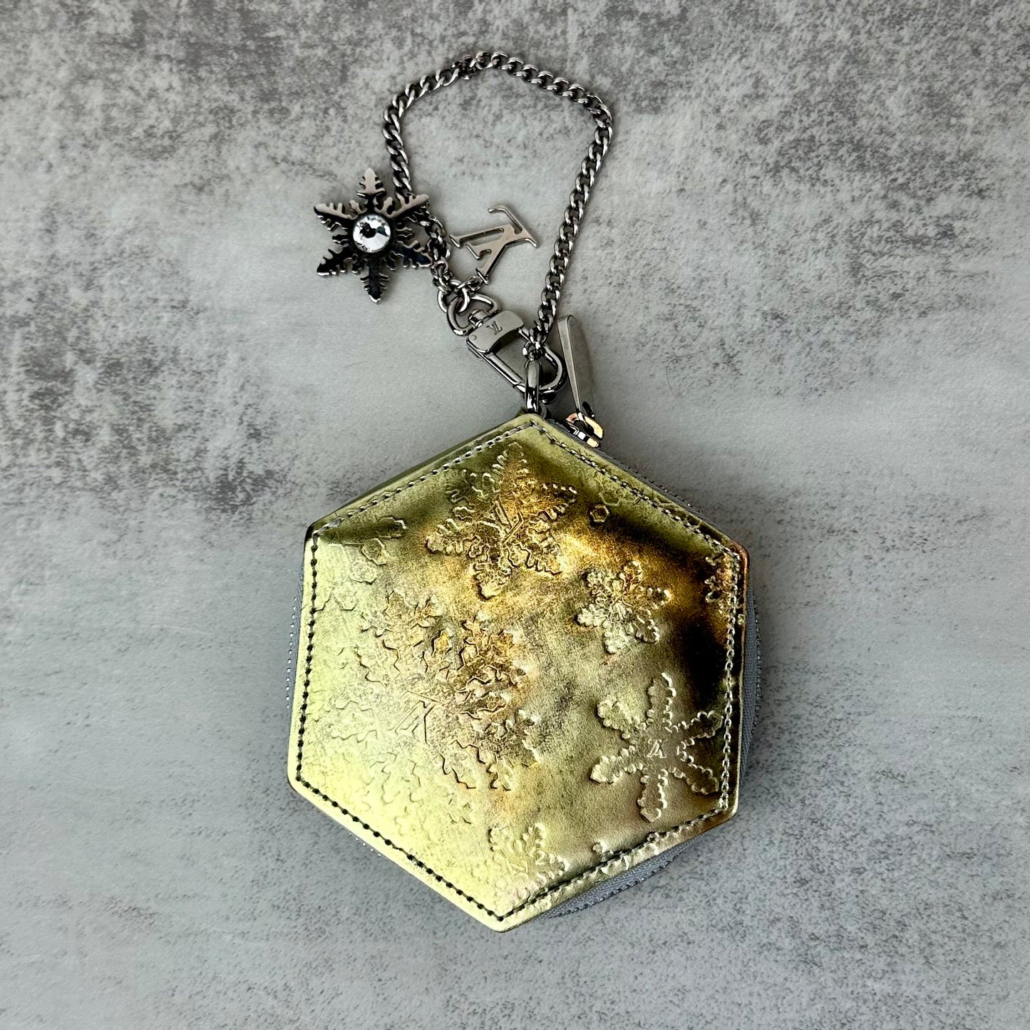 Louis Vuitton Gold Vernis Snowflake Coin Pouch
