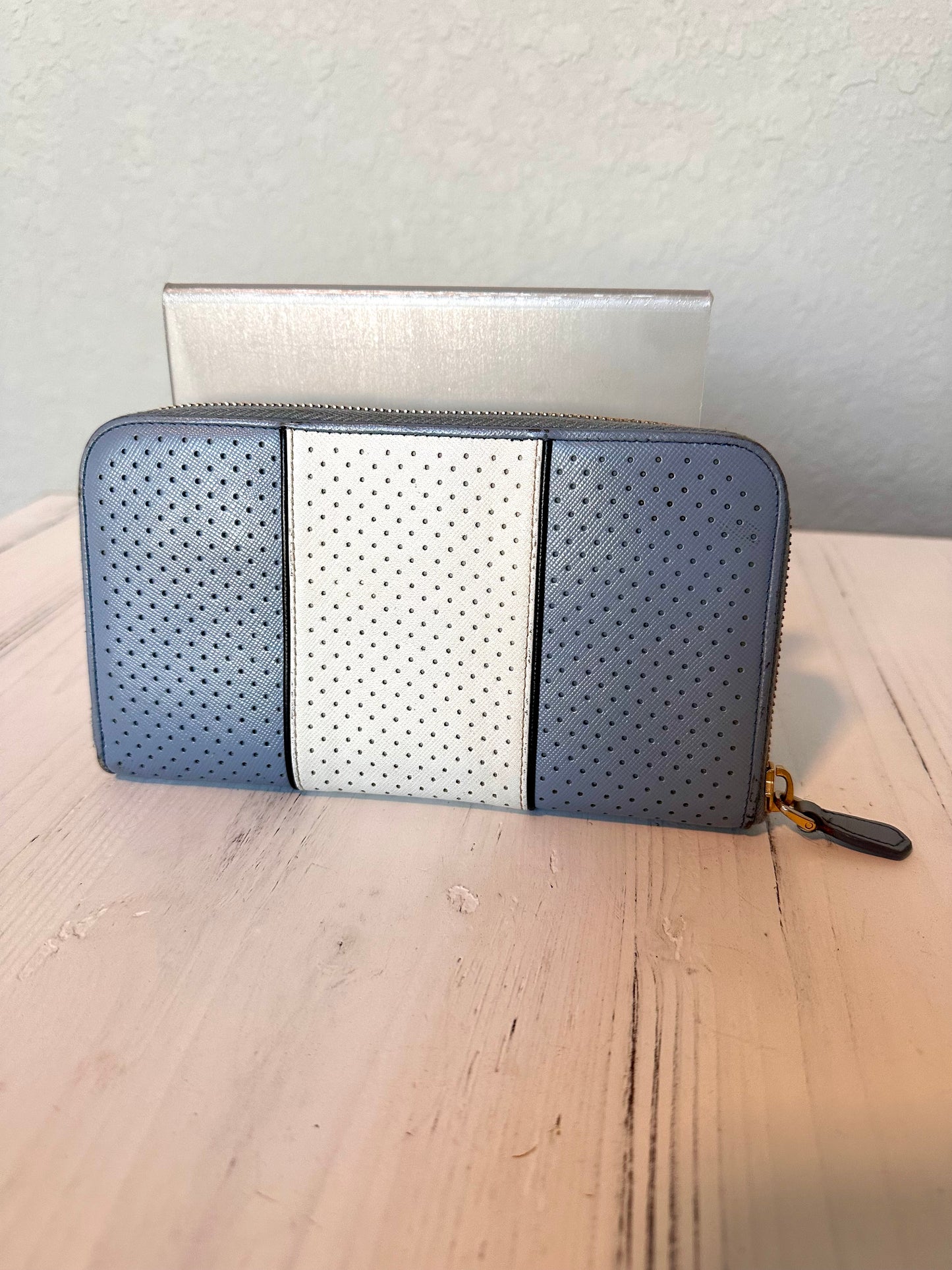 Prada Saffiano Perforated Leather Continental Wallet