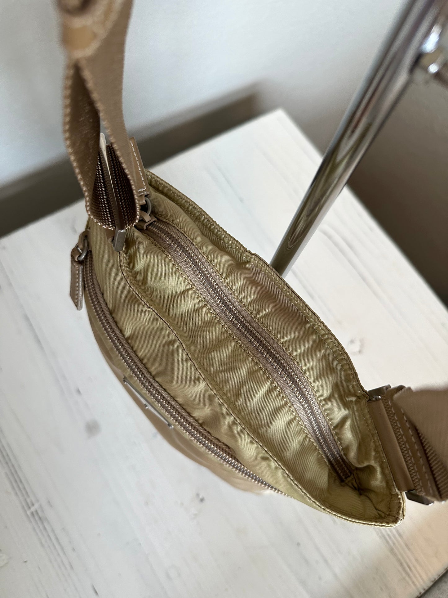 Prada Nylon Crossbody Bag Beige