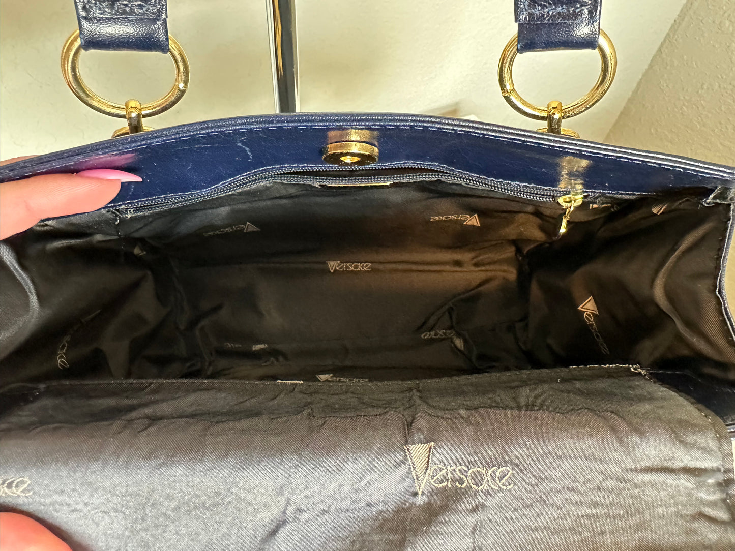 RARE Versace Medal Leather Handbag