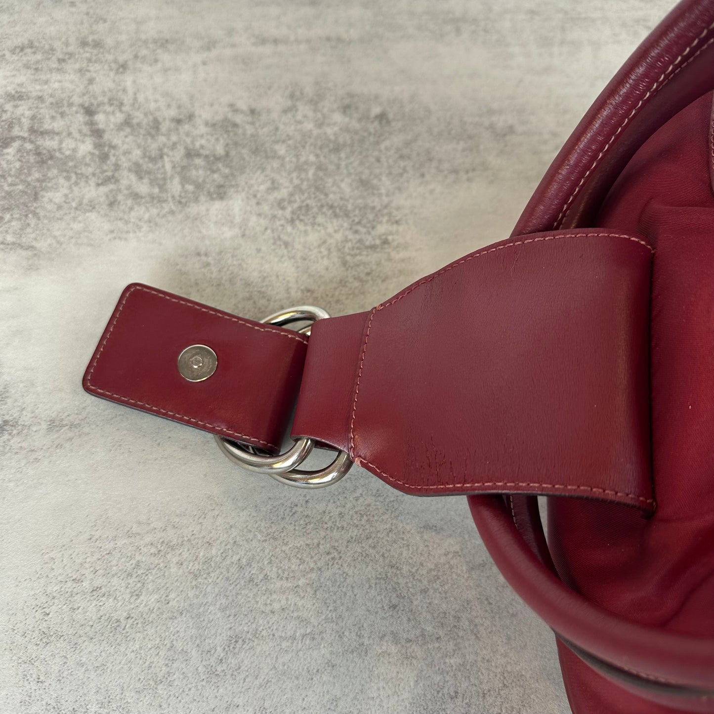 Prada Red Leather and Nylon Moon Bag