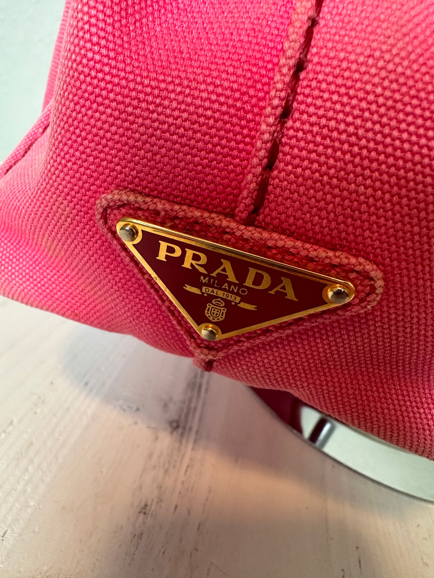 Pink Prada Canapa Tote With Strap