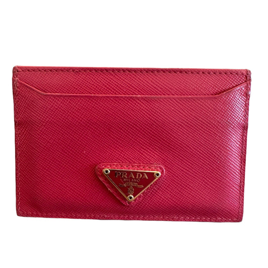 Pink Prada Leather Card Holder Wallet