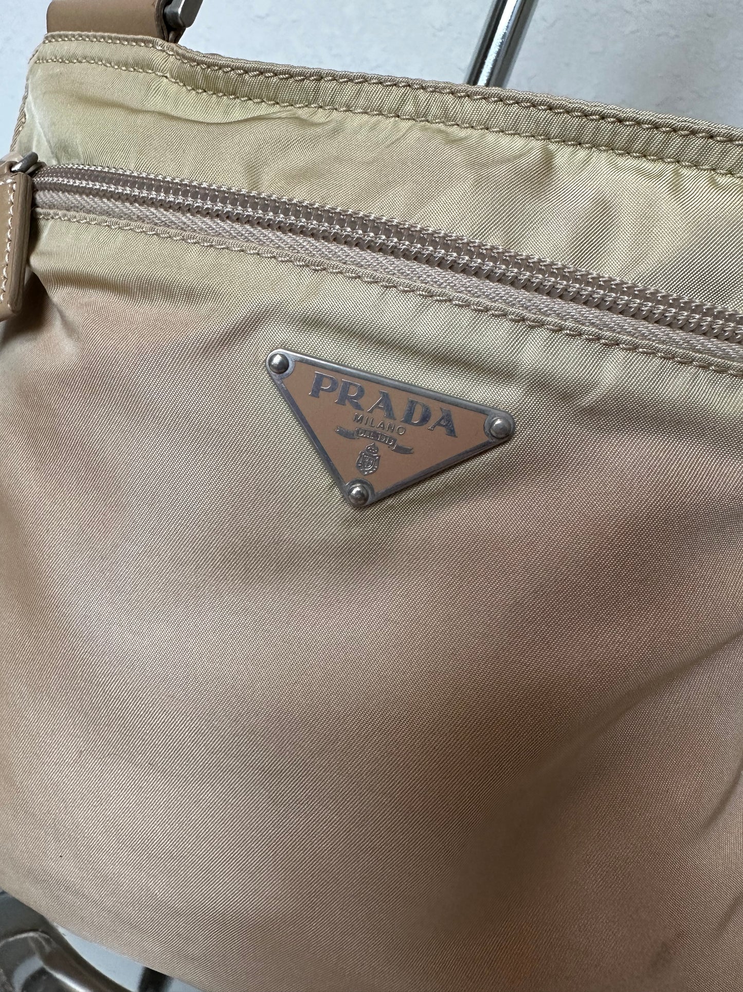 Prada Nylon Crossbody Bag Beige