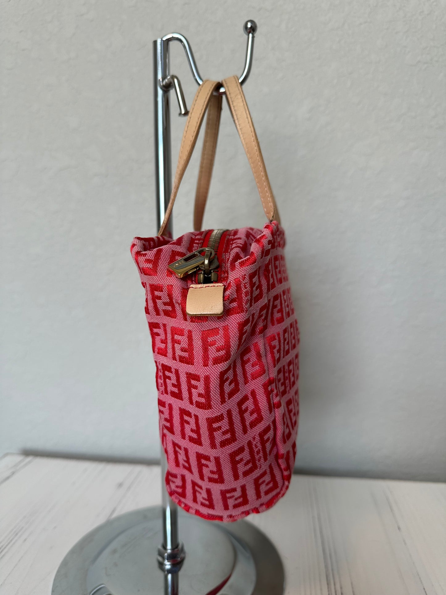 RARE Fendi Red/Pink Zucchino Canvas Pochette