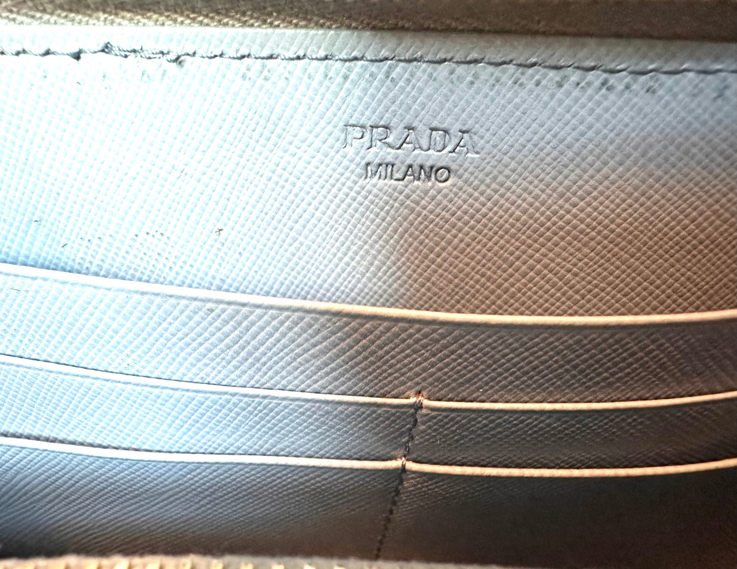 Prada Saffiano Perforated Leather Continental Wallet