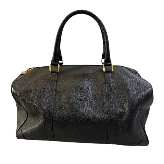 Fendi Black Pebbled Leather Boston Bag