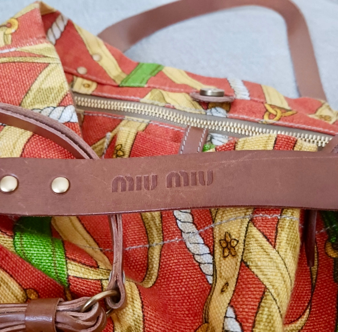 Miu Miu Printed Canvas Shoulder Bag