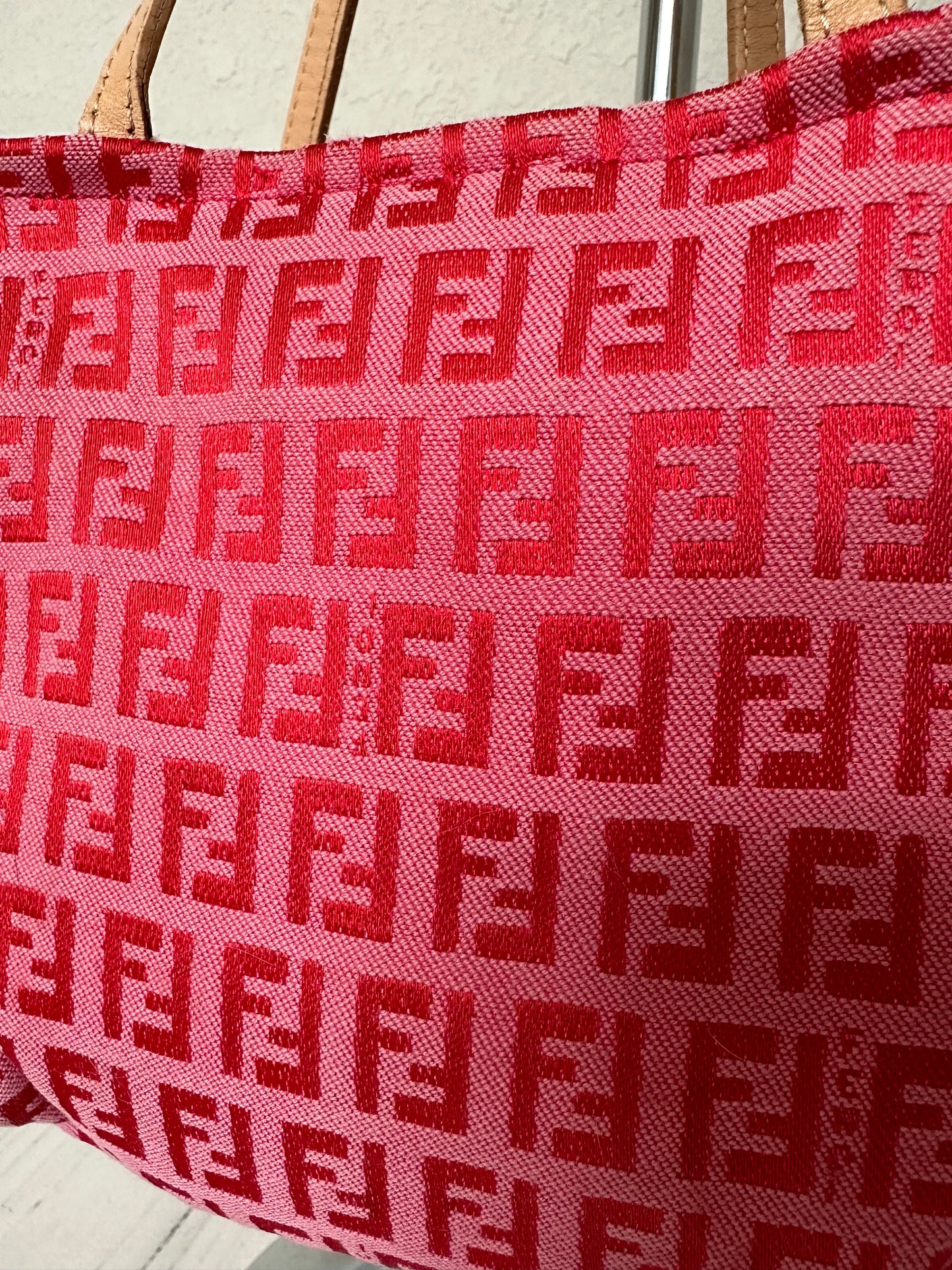 RARE Fendi Red/Pink Zucchino Canvas Pochette