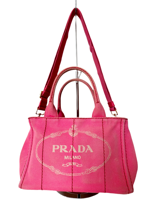 Pink Prada Canapa Tote With Strap