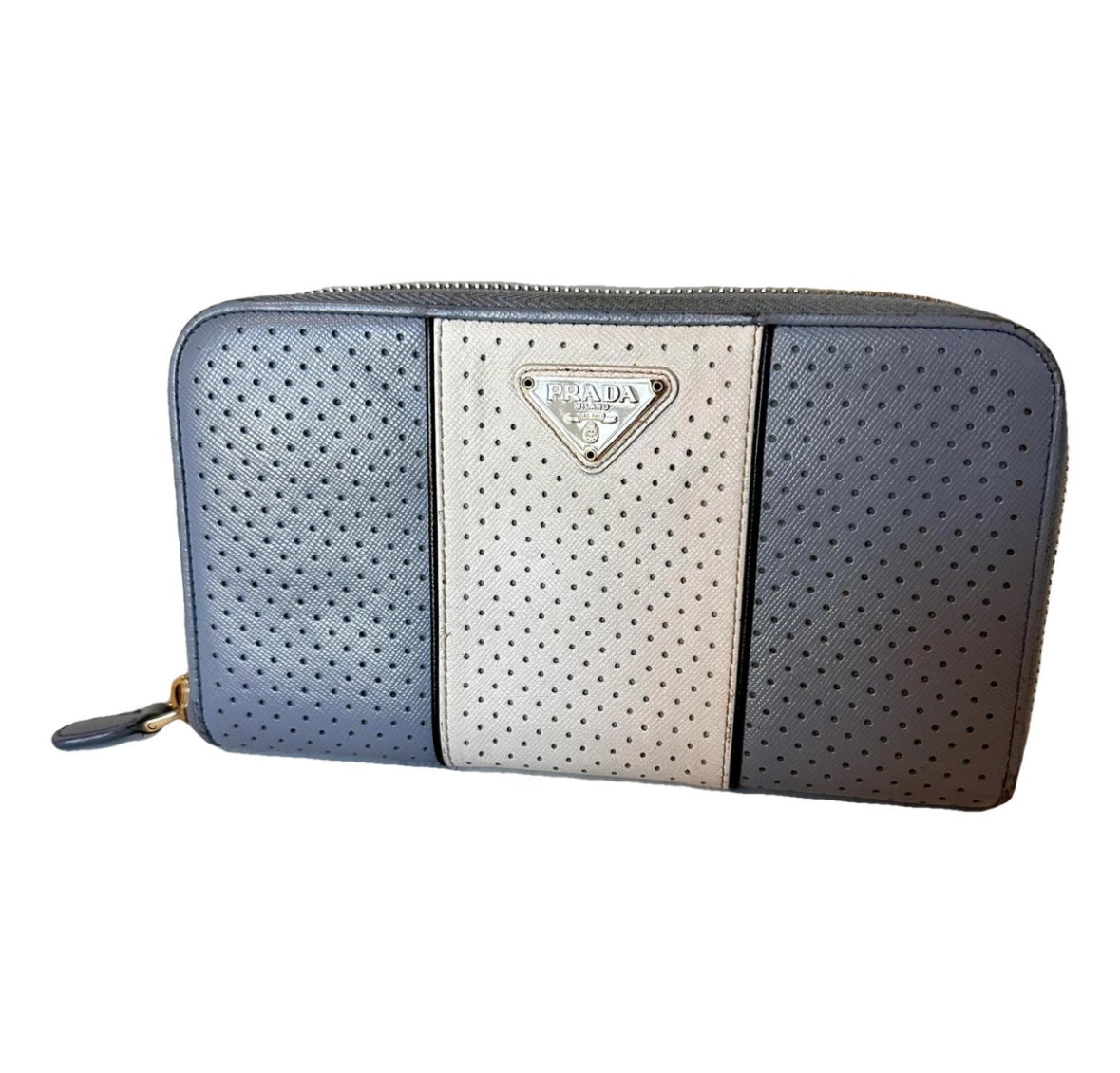 Prada Saffiano Perforated Leather Continental Wallet